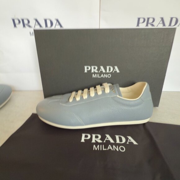 Prada 2EG430 White Deer Leather Men's Sneakers, Size Prada 10, 10.5, 11 - Picture 2 of 12